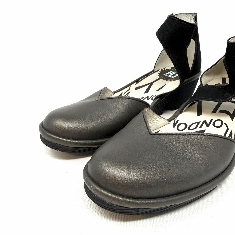 Fly London Sandals Womens US 7.5 EU 38 Ankle Strap Leather Wedge Heels - Picture 3 of 7